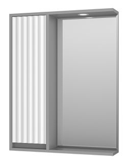 Зеркальный шкаф с подсветкой Brevita Balaton BAL-04065-01-01Л левый 65см белый/серый